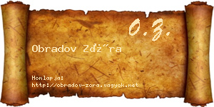 Obradov Zóra névjegykártya